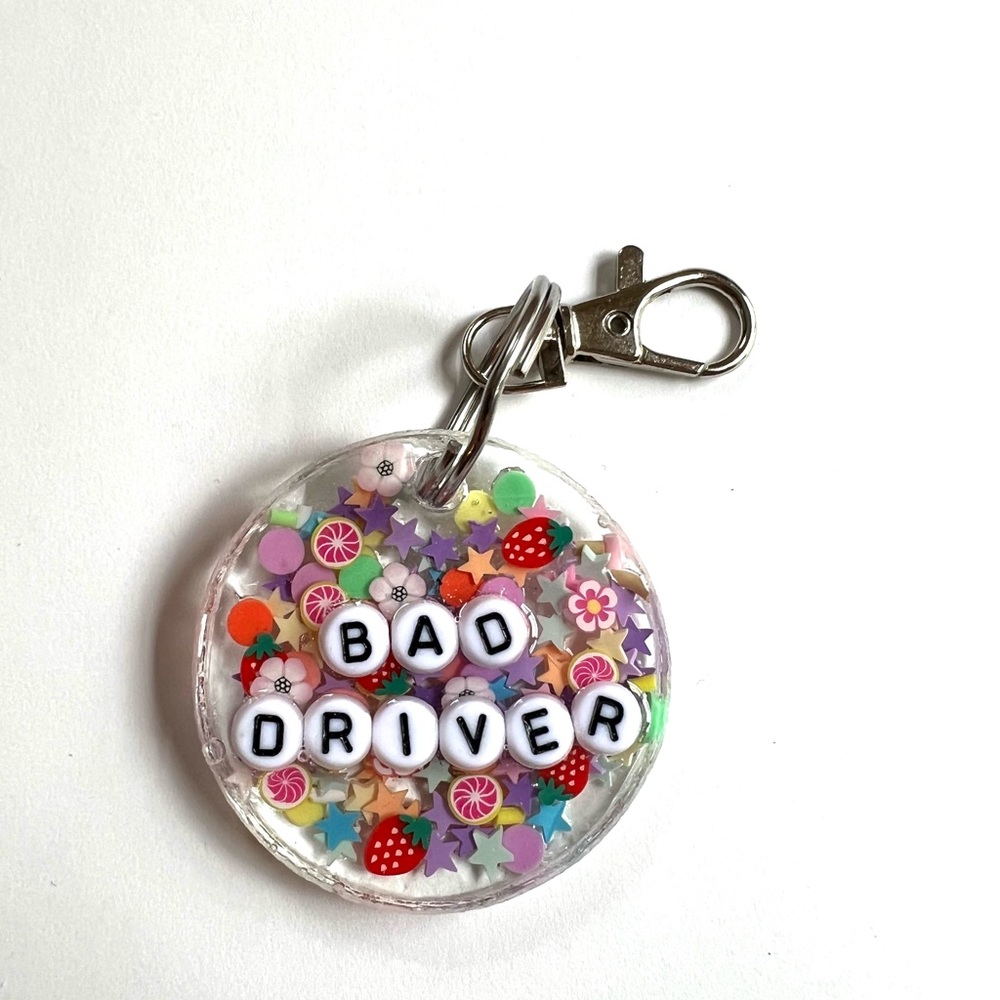 “Bad Driver” custom resin car Keychain